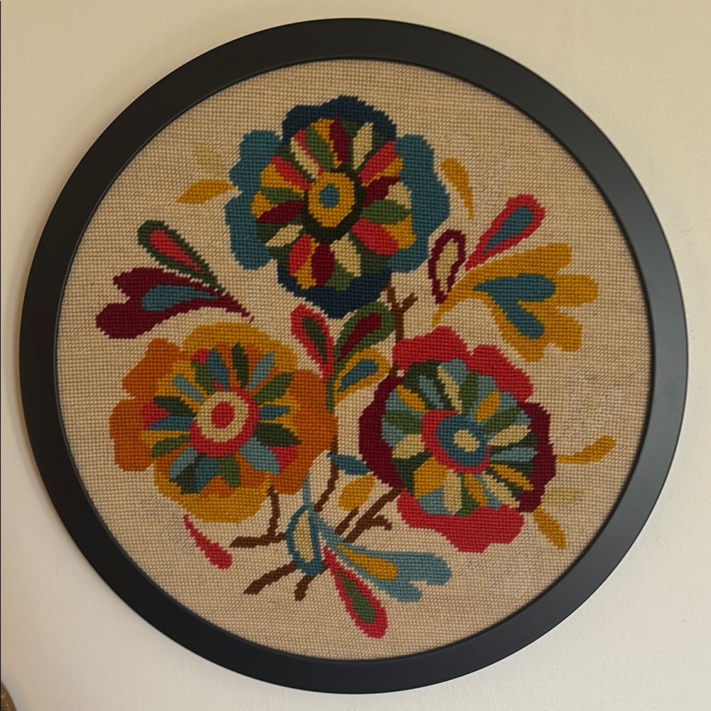 Colorful Floral Embroidery Wall Art
